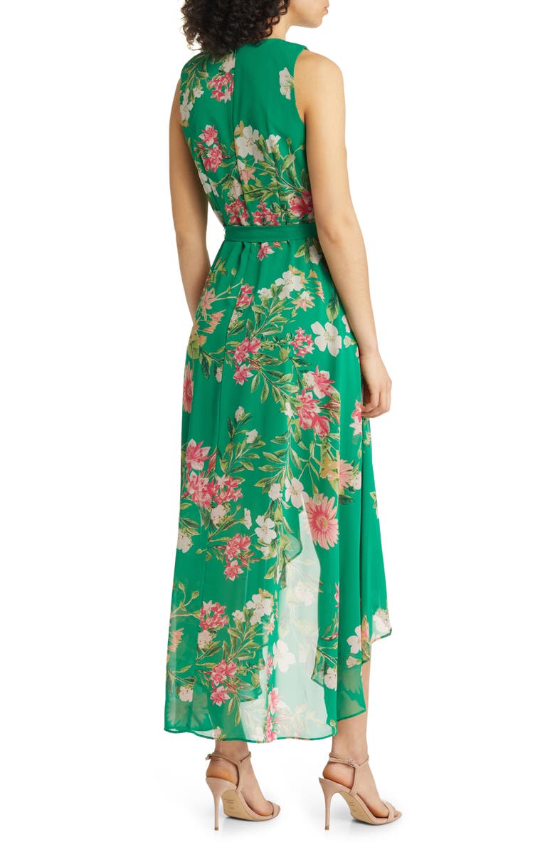 Eliza J Floral Surplice V-Neck High-Low Maxi Dress, Alternate, color,