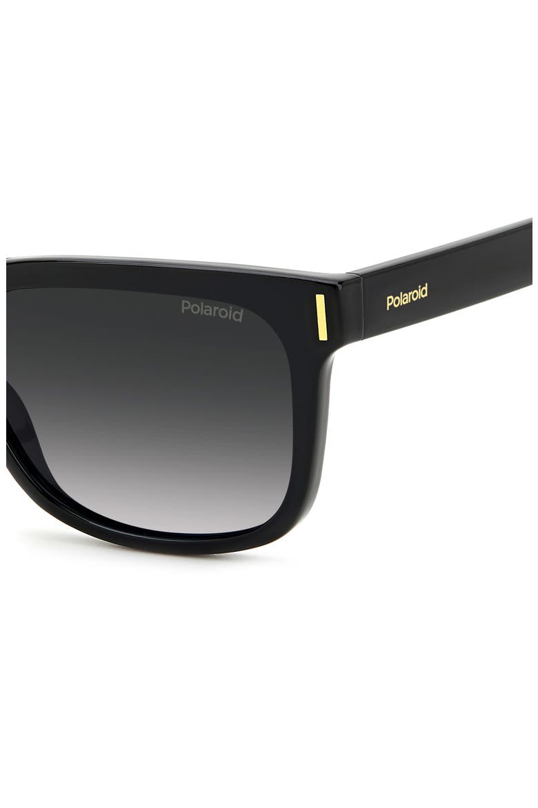 54mm Polarized Rectangular Sunglasses, Alternate, color, BLACK/ GRAY POLAR