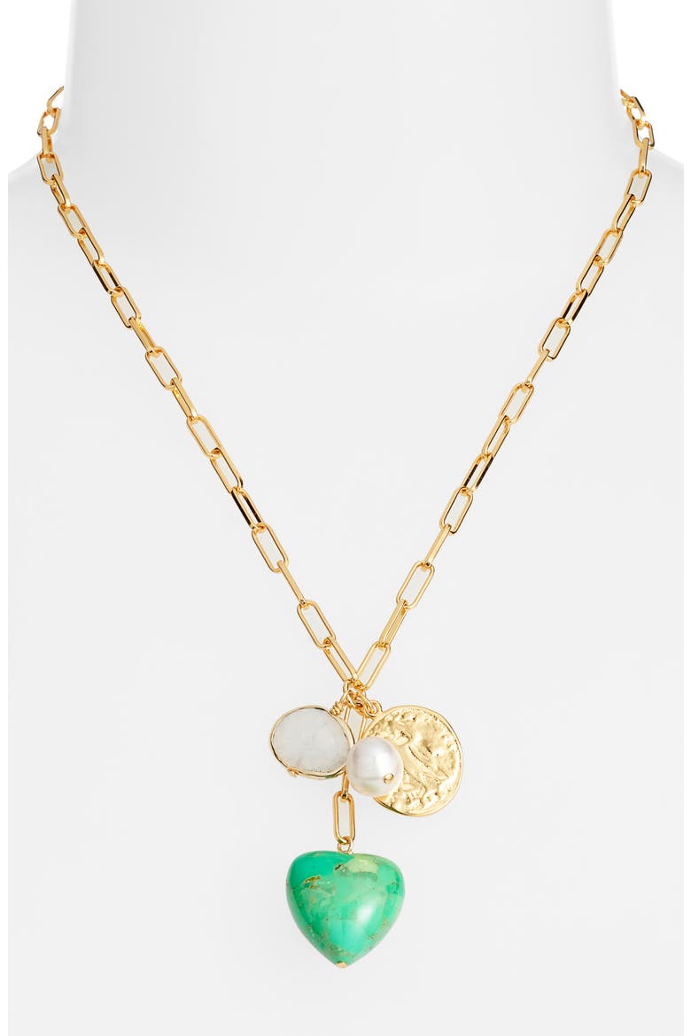 Heart Charm Necklace, Alternate, color, GREEN