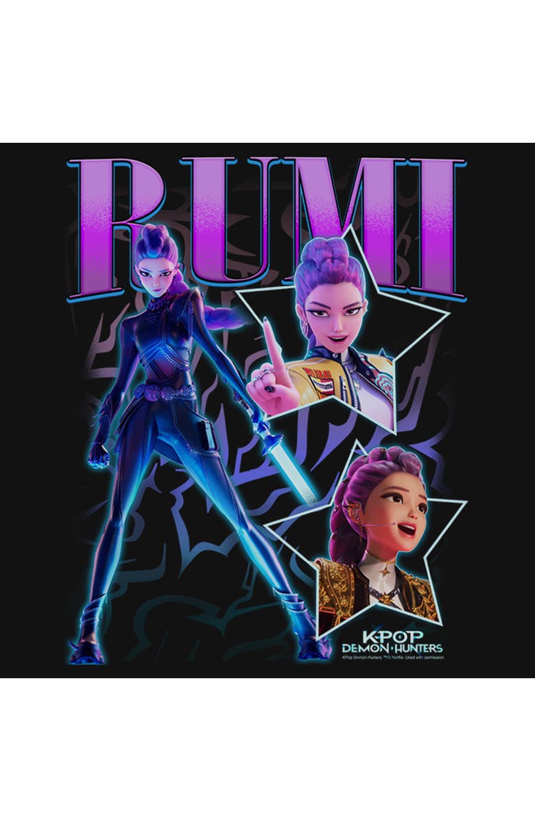 KPop Demon Hunters Girl's KPop Demon Hunters Rumi Super Star Logo  Graphic T-Shirt, Alternate, color, Black