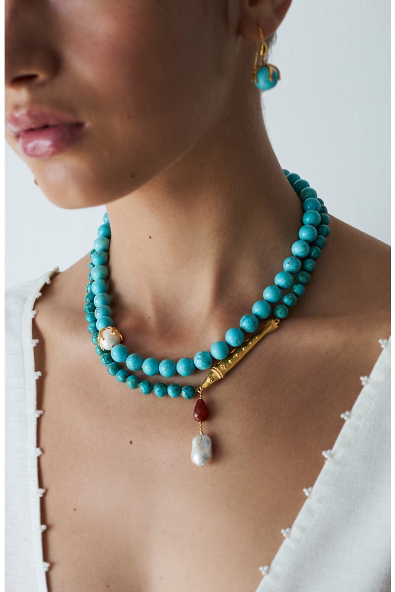 Turquoise Bead Lark Necklace, Alternate, color, TURQUOISE