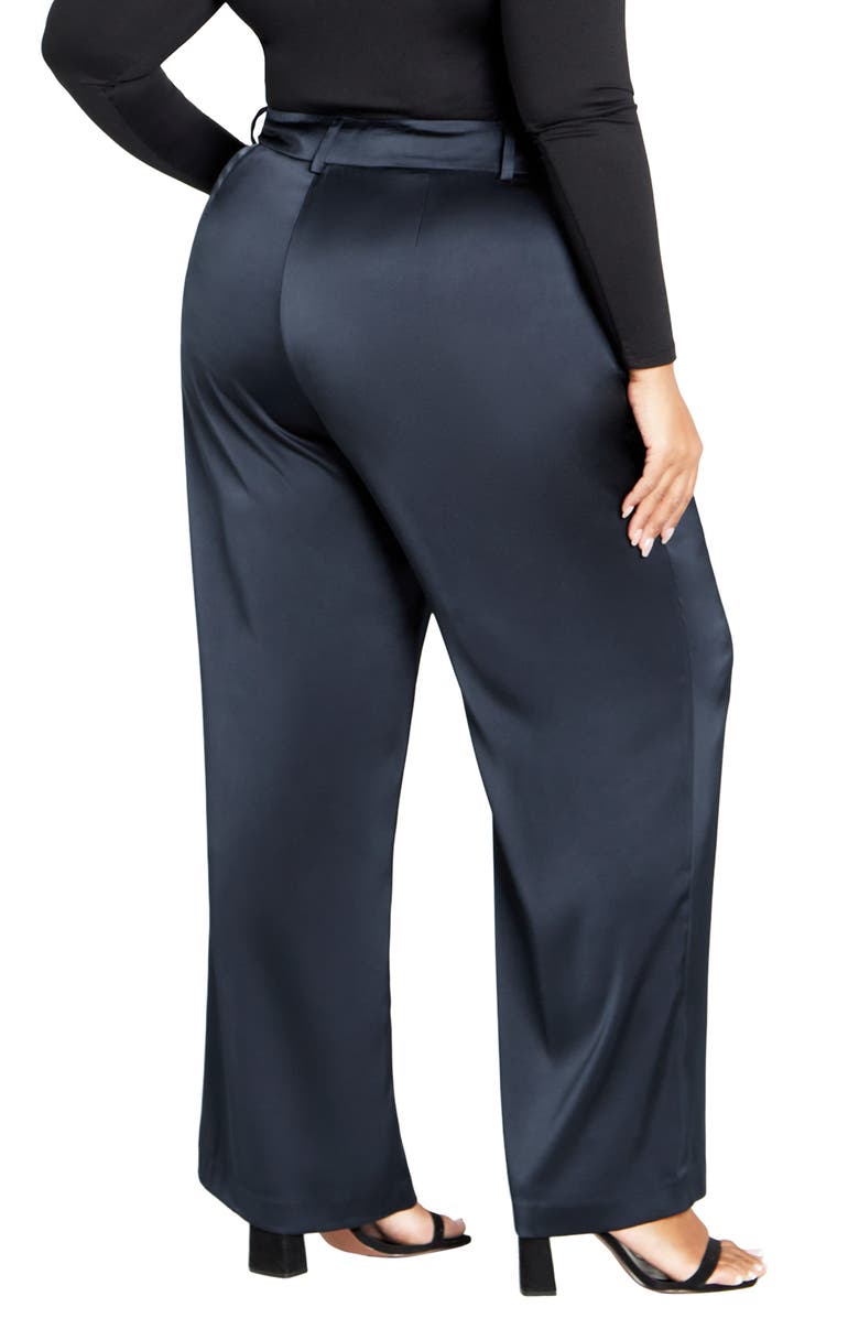 City Chic Rylie Wide Leg Satin Pants, Alternate, color, Steel Blue