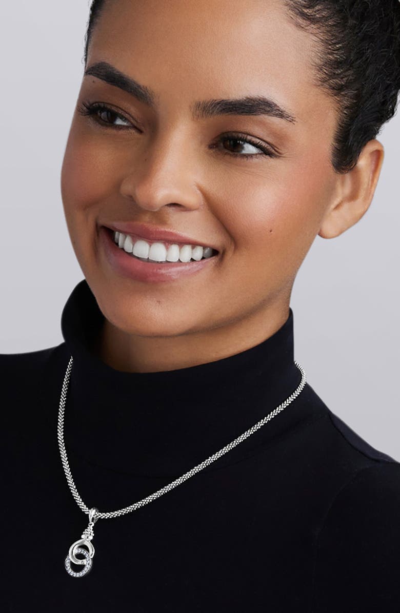 LAGOS Signature Caviar Interlocking Diamond Pendant Necklace, Alternate, color, Silver