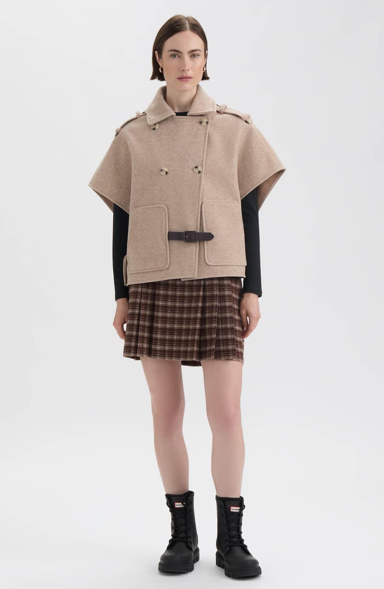 Hunter Knit Tweed Cape, Alternate, color, Beige