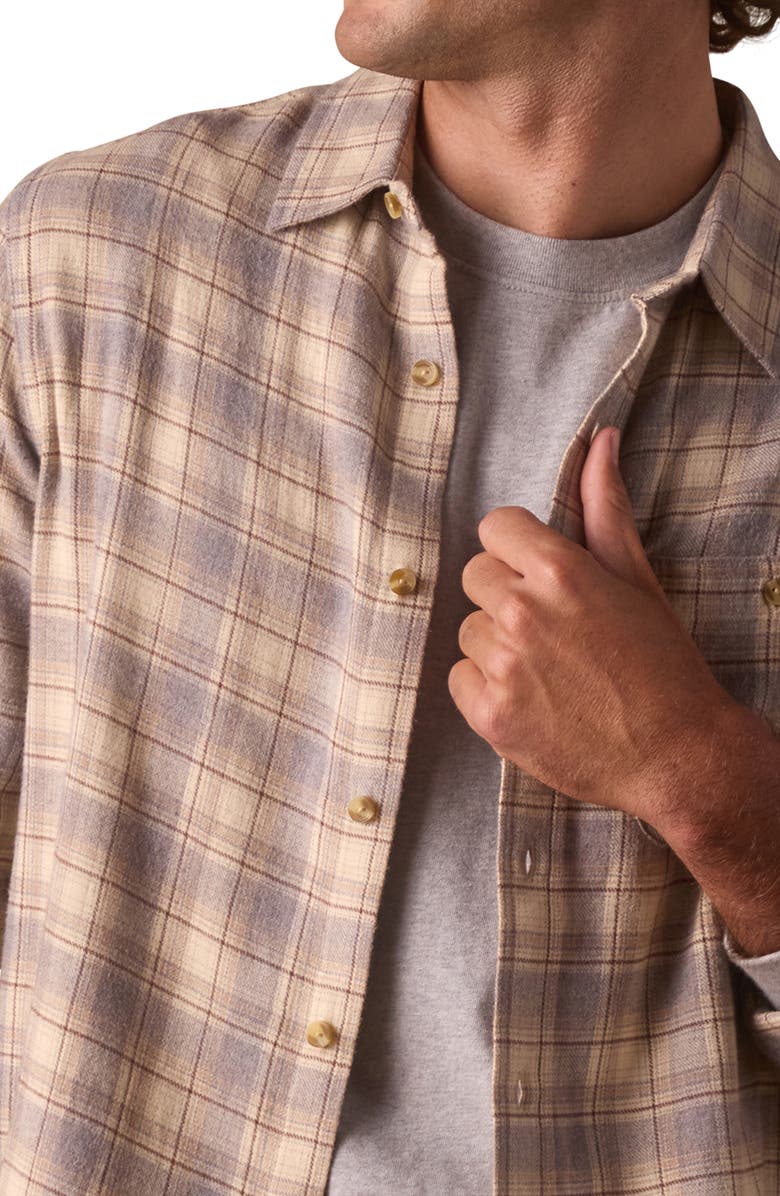 The Normal Brand Hudson Flannel Button-Up Shirt, Alternate, color, Cream Plaid
