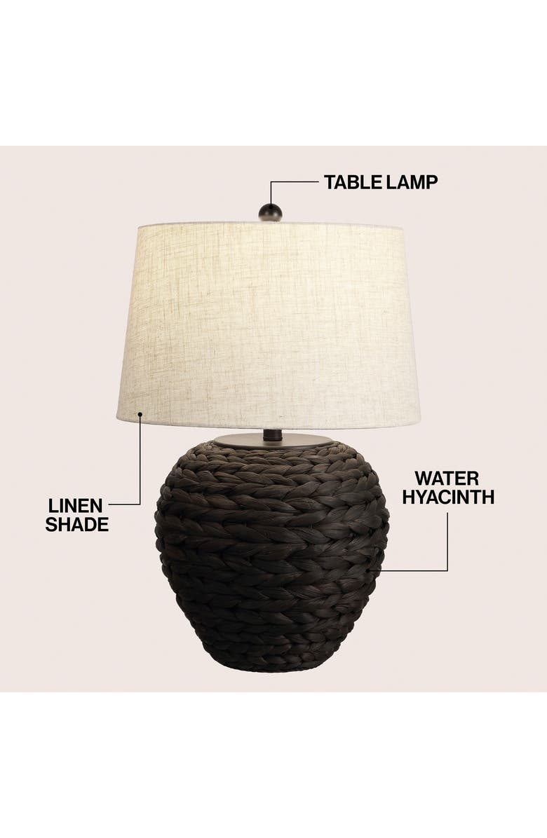 JONATHAN Y Alaro Farmhouse Coastal Water Hyacinth Basket LED Table Lamp, Alternate, color, Black