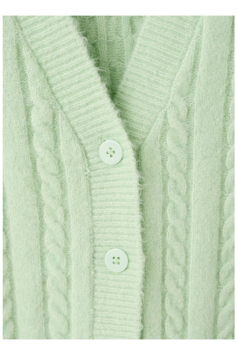 Cable V-Neck Cardigan, Alternate, color, PASTEL GREEN