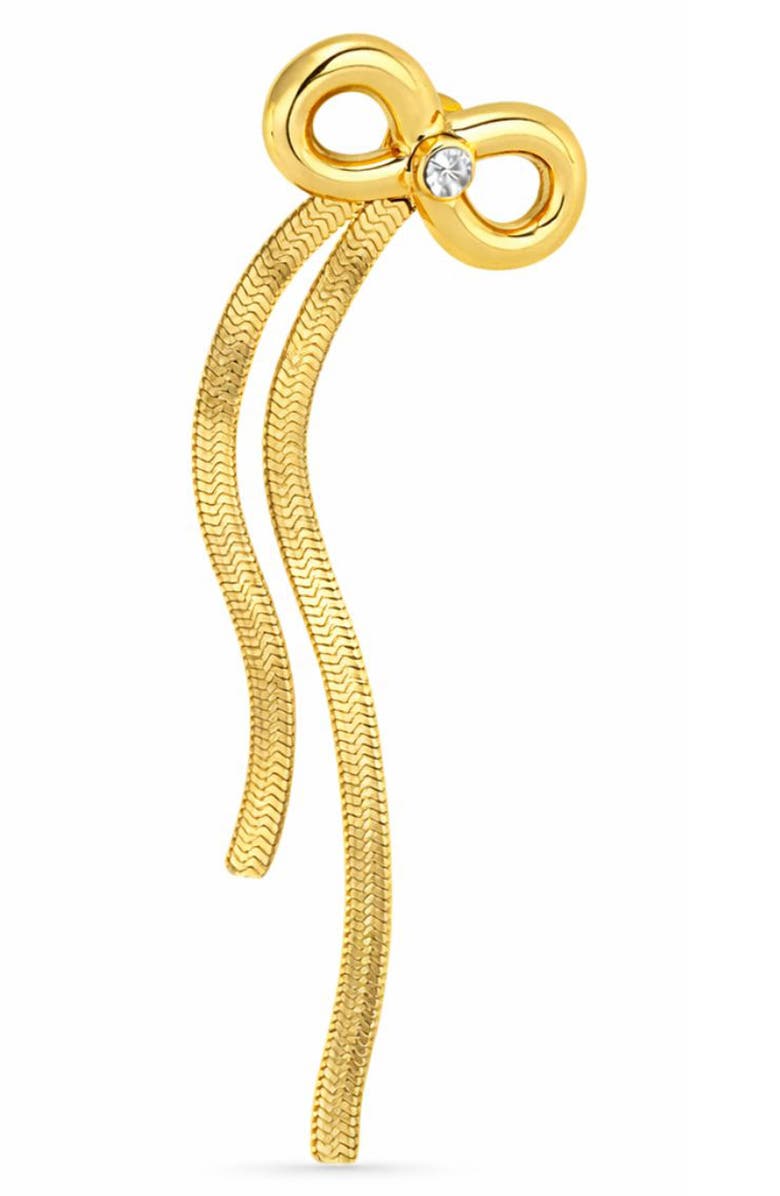 REBL Bow Chain Drop Front/Back Earrings, Alternate, color, 