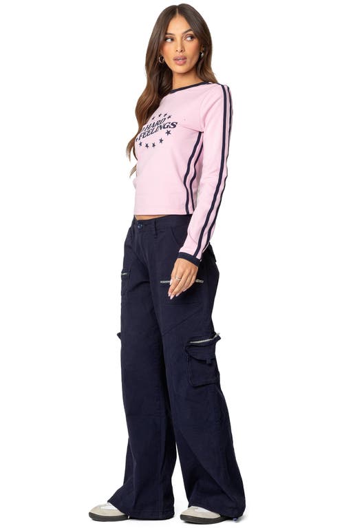 Edikted Kimmie Wide Leg Cargo Pants In Navy