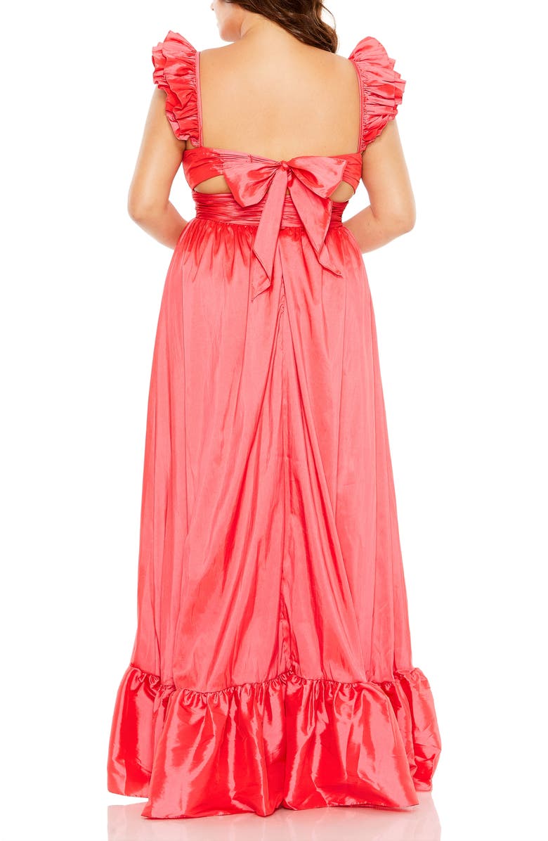 Mac Duggal Sweetheart Ruffle Strap High Low Taffeta Gown, Alternate, color, Watermelon