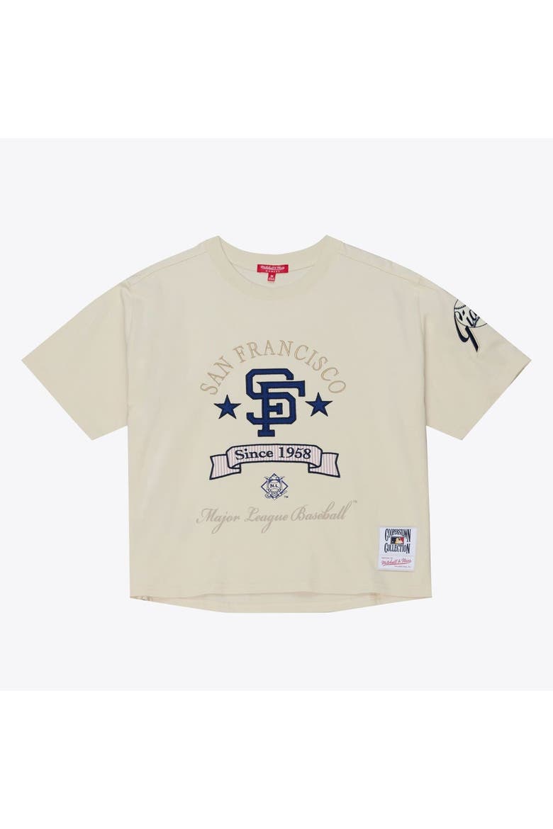 Women's Mitchell & Ness  Cream San Francisco Giants Cooperstown Yacht Rock Boxy Cropped T-Shirt, Alternate, color, Cream