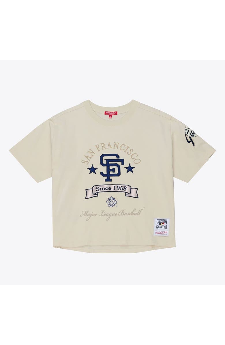 Mitchell & Ness Women's Mitchell & Ness Cream San Francisco Giants Cooperstown Yacht Rock Boxy Cropped T-Shirt, Alternate, color, Cream