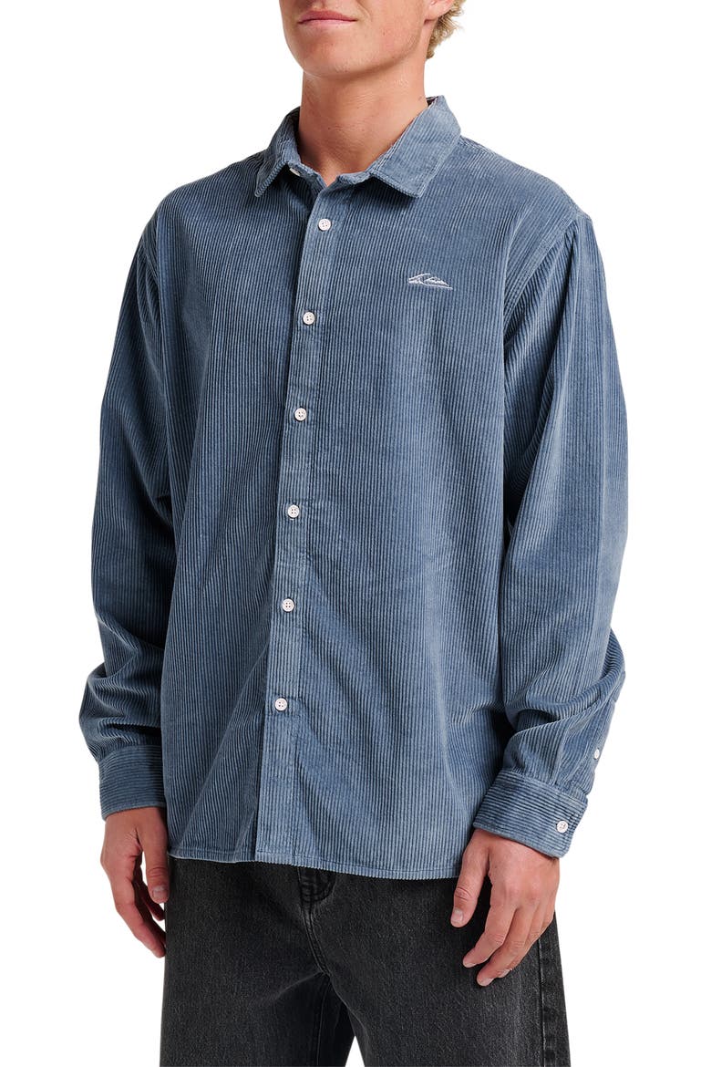 Cotton Corduroy Button-Up Overshirt, Alternate, color, CHINA BLUE