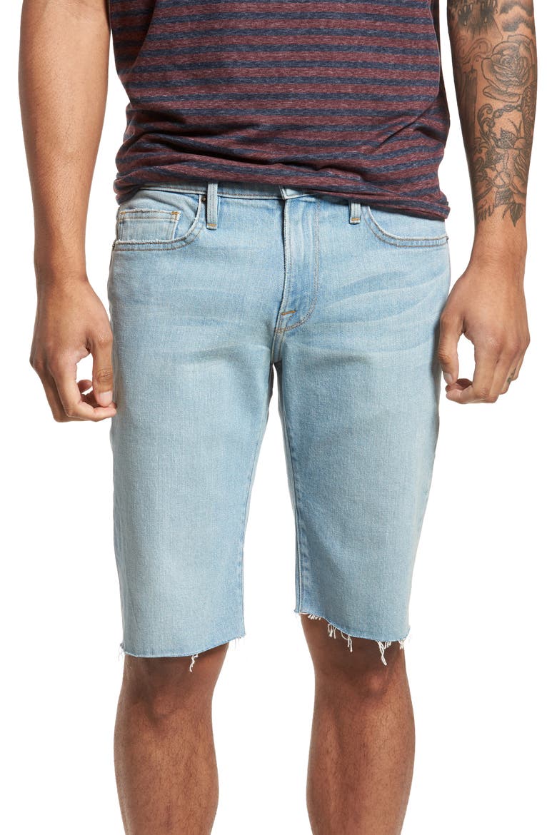 L'Homme Cutoff Denim Shorts, Main, color, CROSBY