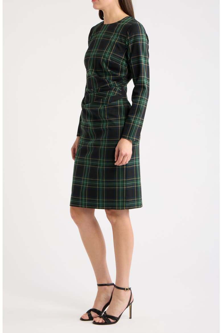 Side Drape Long Sleeve Dress, Alternate, color, WINTER PINE BARK