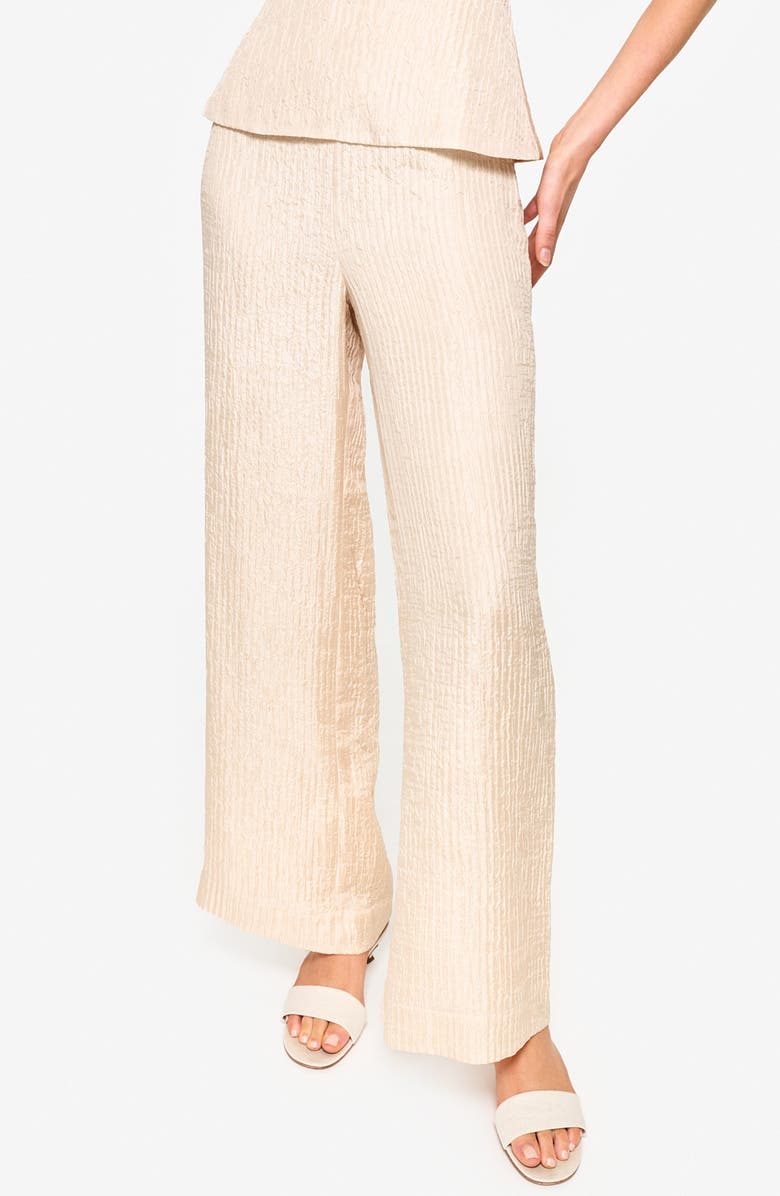 CAMI NYC Sierra High Waist Crinkled Silk & Wool Pants, Main, color, 