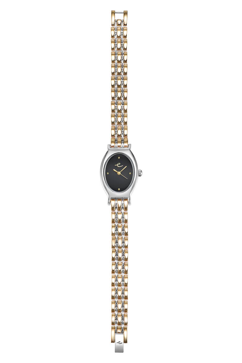 Classic Oval Dial Two-Tone Bracelet Watch, Alternate, color, BLACK AND MIXED METAL
