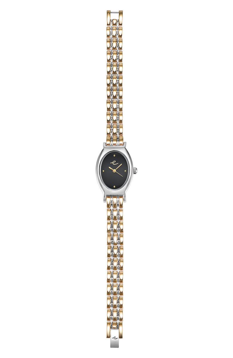 Ettika Classic Oval Dial Two-Tone Bracelet Watch, Alternate, color, Black And Mixed Metal