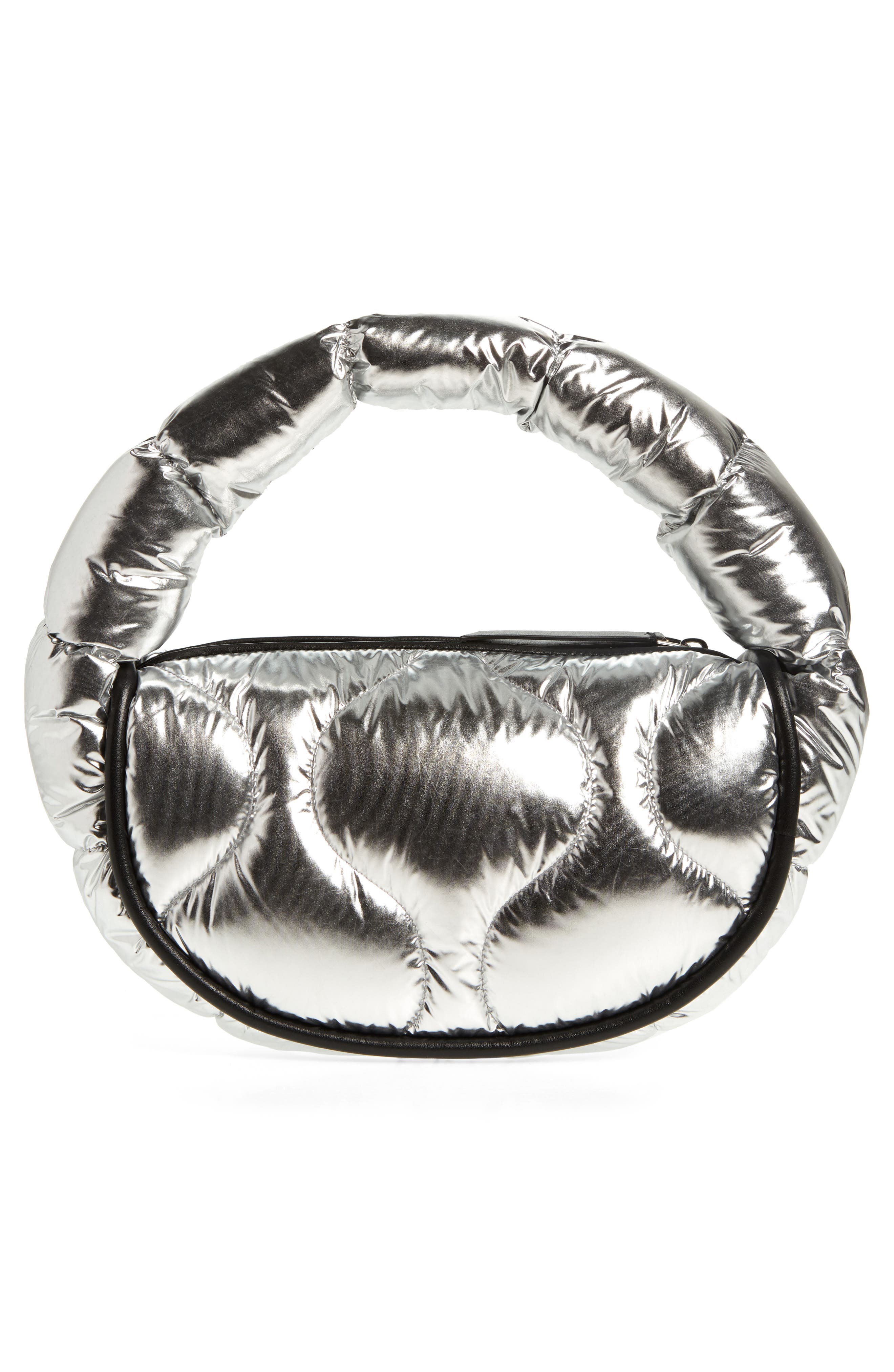 Moncler Delilah Metallic Nylon Hobo Bag, Alternate, color, 