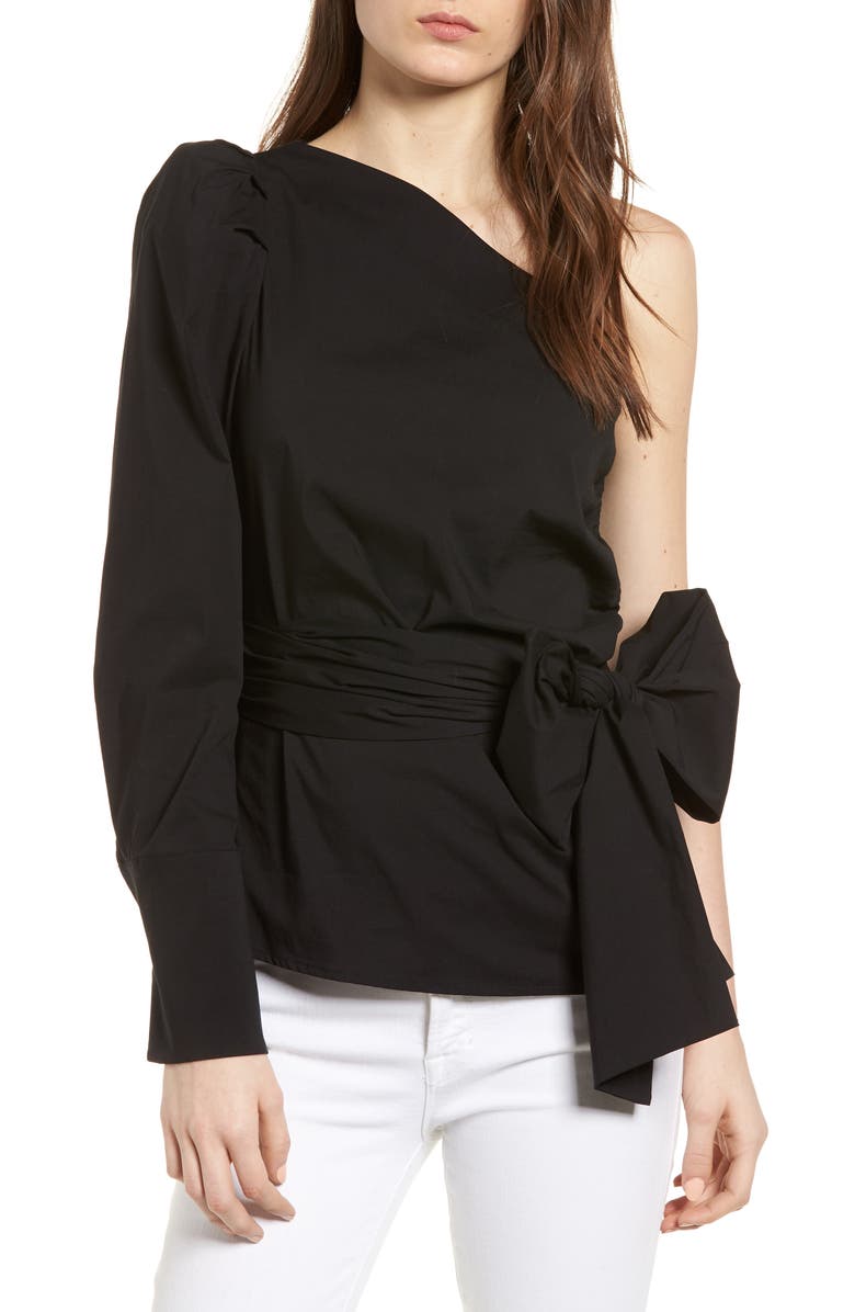 Bishop + Young Belted One-Shoulder Blouse, Main, color, 