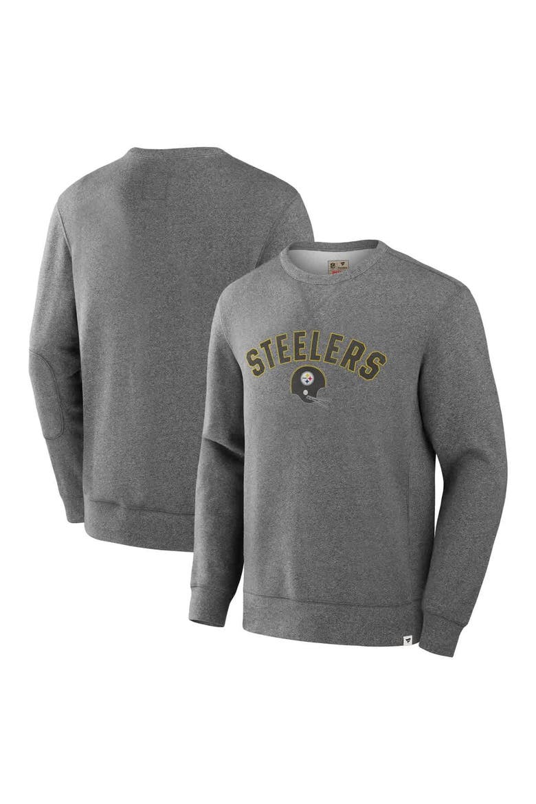 Men's Fanatics  Heather Gray Pittsburgh Steelers Loop Terry Pullover Sweatshirt, Main, color, Heather Gray