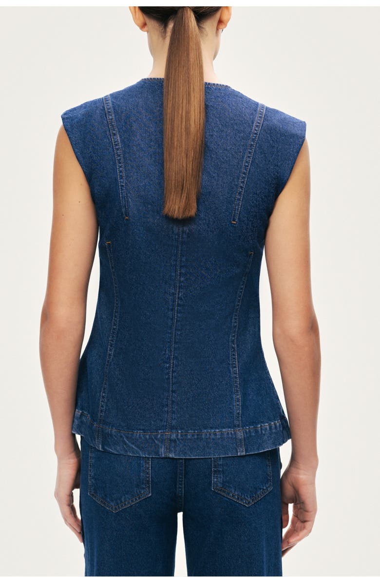 Nocturne Button-Front Denim Vest, Alternate, color, Navy Blue