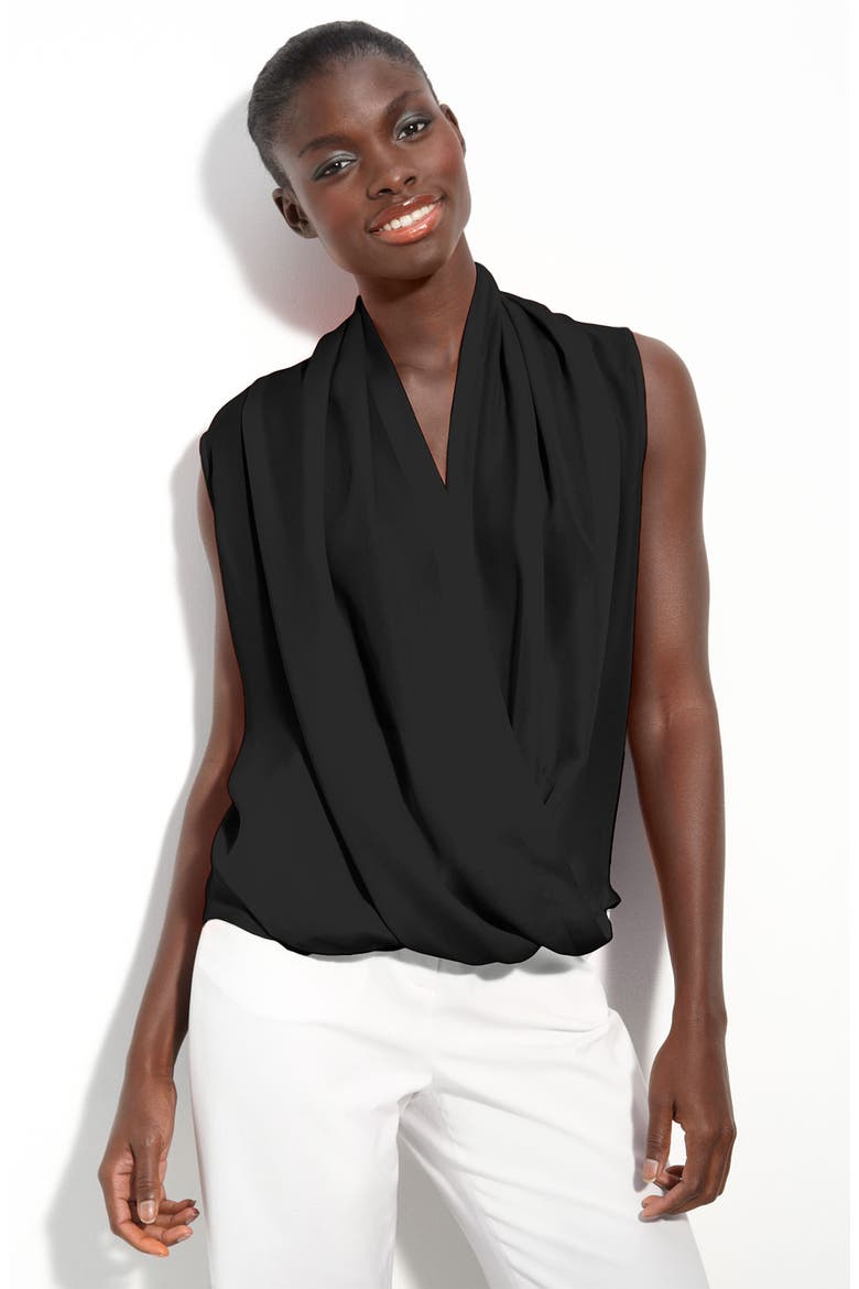 Surplice Neck Blouse, Main, color, BLACK