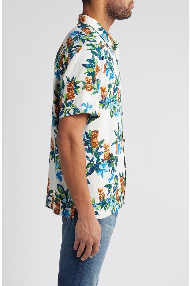 Tiki Tumble Short Sleeve Silk Button-Up Shirt, Alternate, color, CONTINENTAL