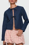 Princess Polly Never Alone Tie Front Cotton Denim Jacket