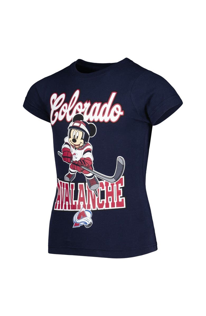 Outerstuff Girls Youth Navy Colorado Avalanche Mickey Mouse Go Team Go T-Shirt, Alternate, color, Navy
