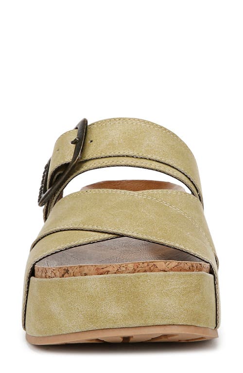 Blowfish Malibu Iris Platform Wedge Slide Sandal In Pistachio Faux Suede
