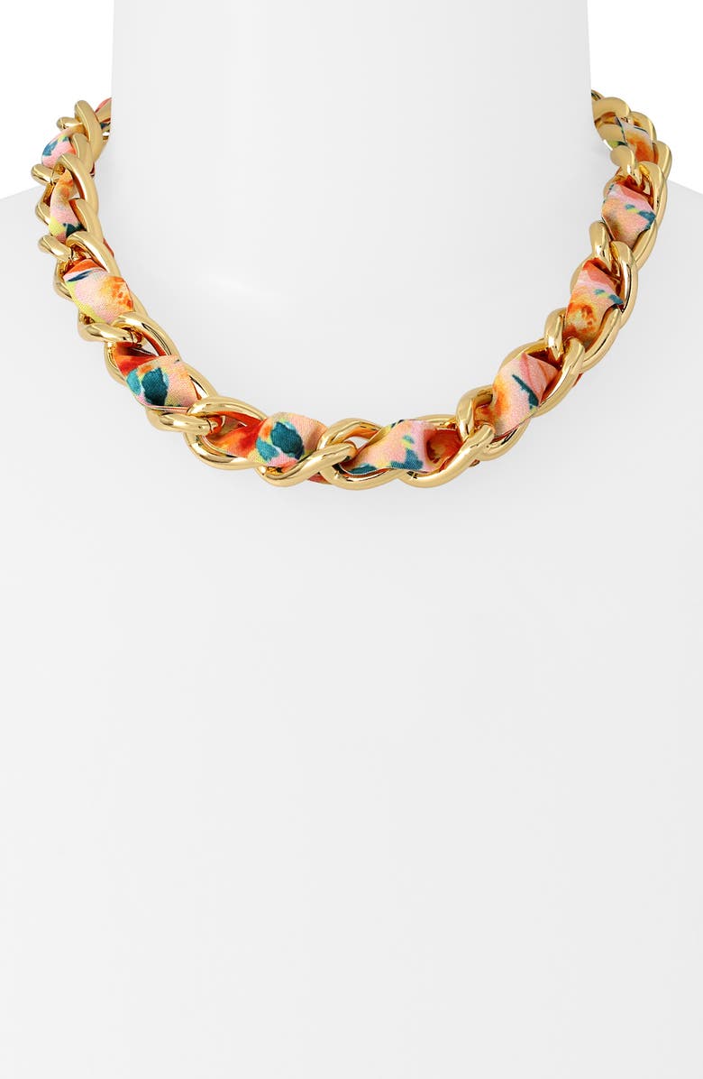Kurt Geiger London Fabric Link Chain Necklace, Alternate, color,