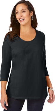 Jessica London Stretch Cotton Scoop Neck Tee