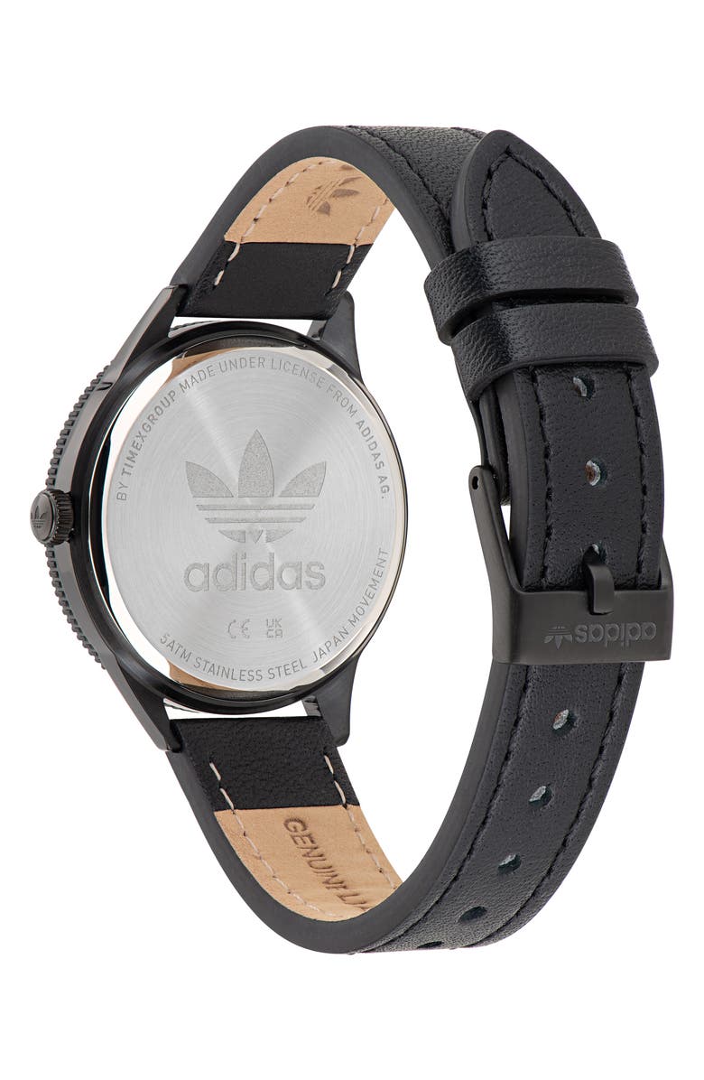 adidas Edition Three Icon Leather Strap Watch, 36mm, Alternate, color, 