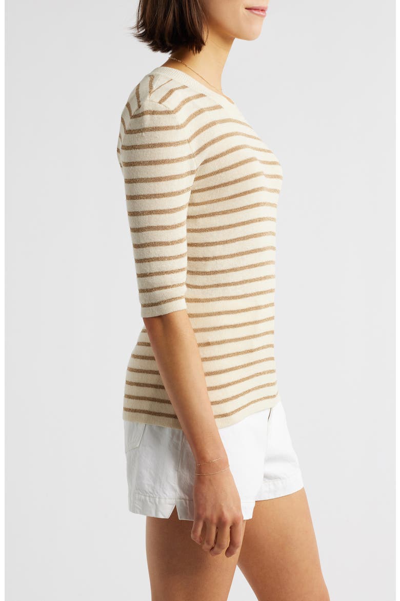 The Marina Elbow Sleeve Sweater, Alternate, color, CREAM MULTI