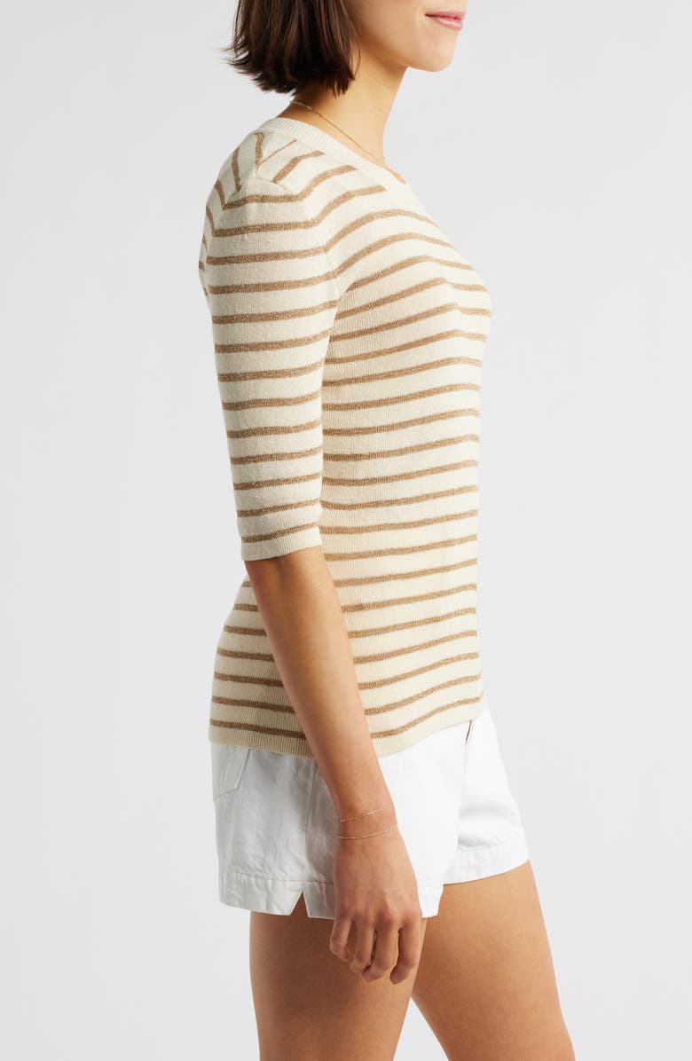 FRAME The Marina Elbow Sleeve Sweater, Alternate, color, Cream Multi