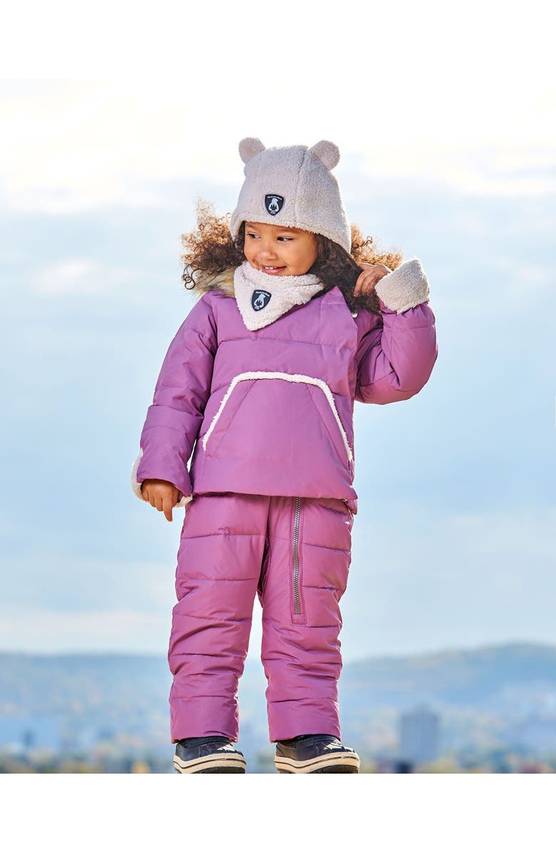 Deux par Deux Baby Girl's One Piece Baby Hooded Snowsuit Dark Purple Designed For Car Seat, Alternate, color, 