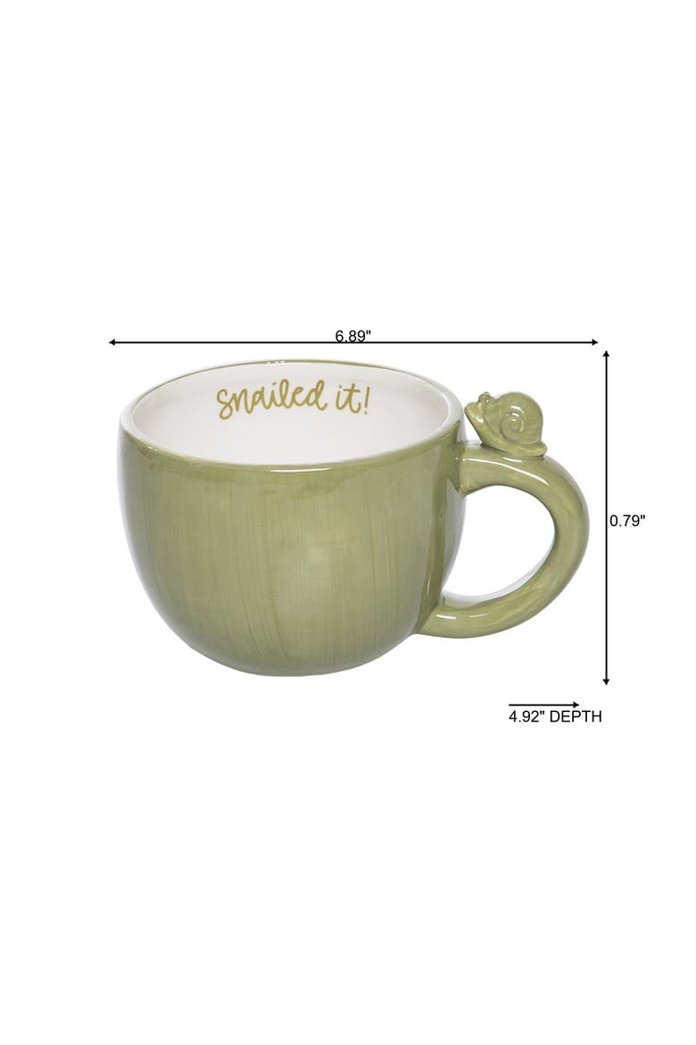 Ceramic Mug with Snail White and Green for Spring Serving and Entertaining, Alternate, color, Green