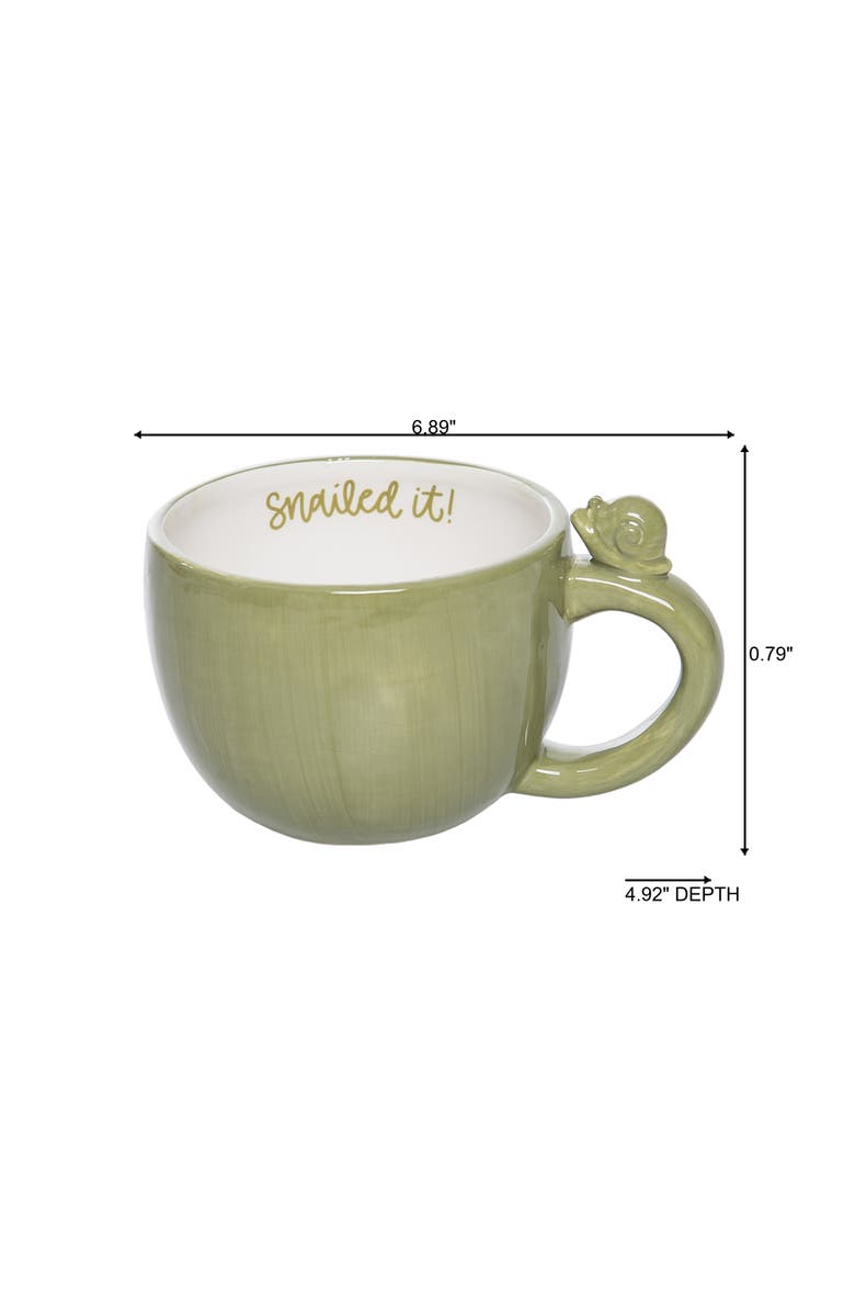Transpac Ceramic Mug with Snail White and Green for Spring Serving and Entertaining, Alternate, color, Multicolored