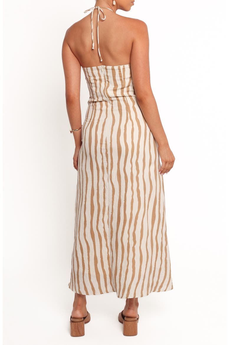 Kim Halter Maxi Dress, Alternate, color, TAN STRIPE