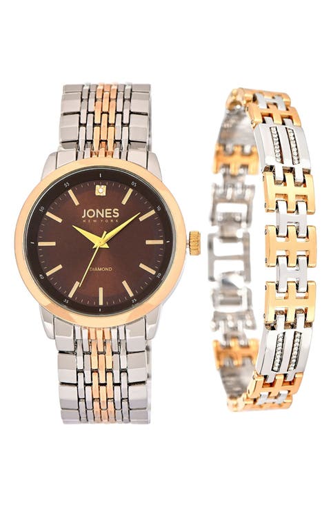 Diamond Two-Tone Bracelet Watch & Bracelet Set, 42mm