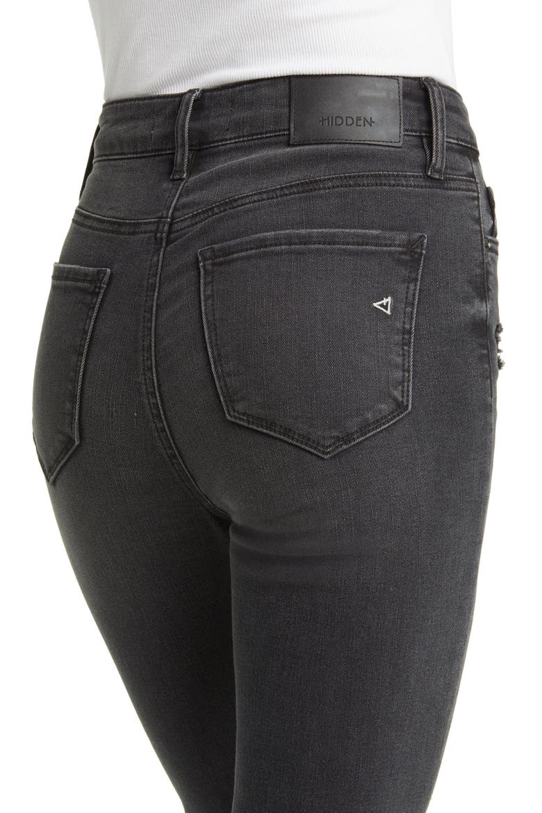 Distressed Button Fly Straight Leg Jeans, Alternate, color, BLACK
