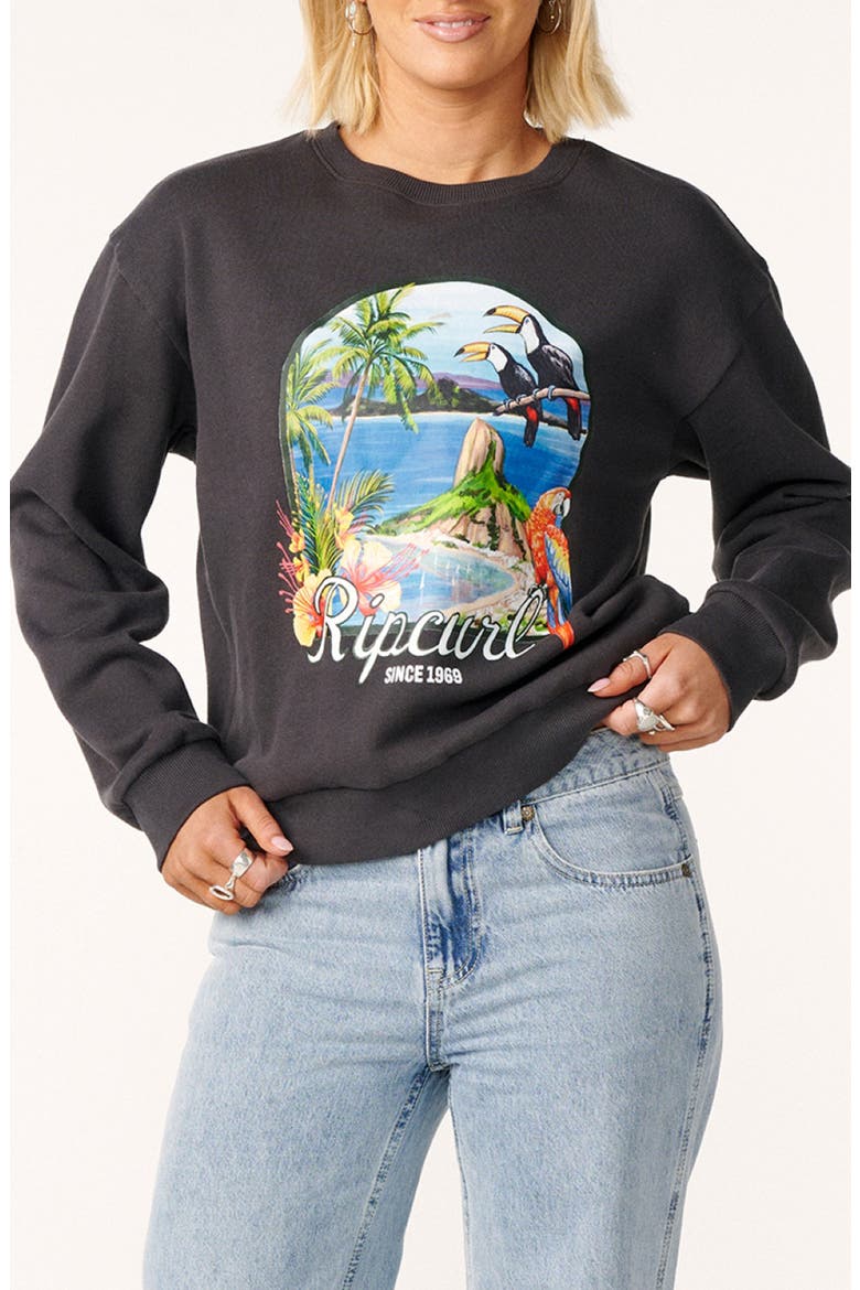 Rio Graphic Sweatshirt, Main, color, WASHED BLACK