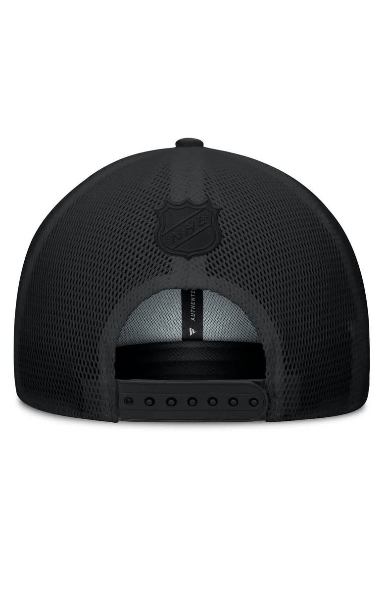 FANATICS Men's Fanatics Black Boston Bruins Authentic Pro Road Stack Text A-Frame Adjustable Hat, Alternate, color, 