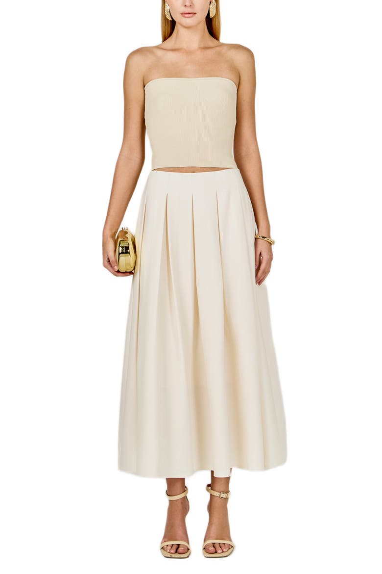 Pleated Midi Skirt, Alternate, color, IVORY