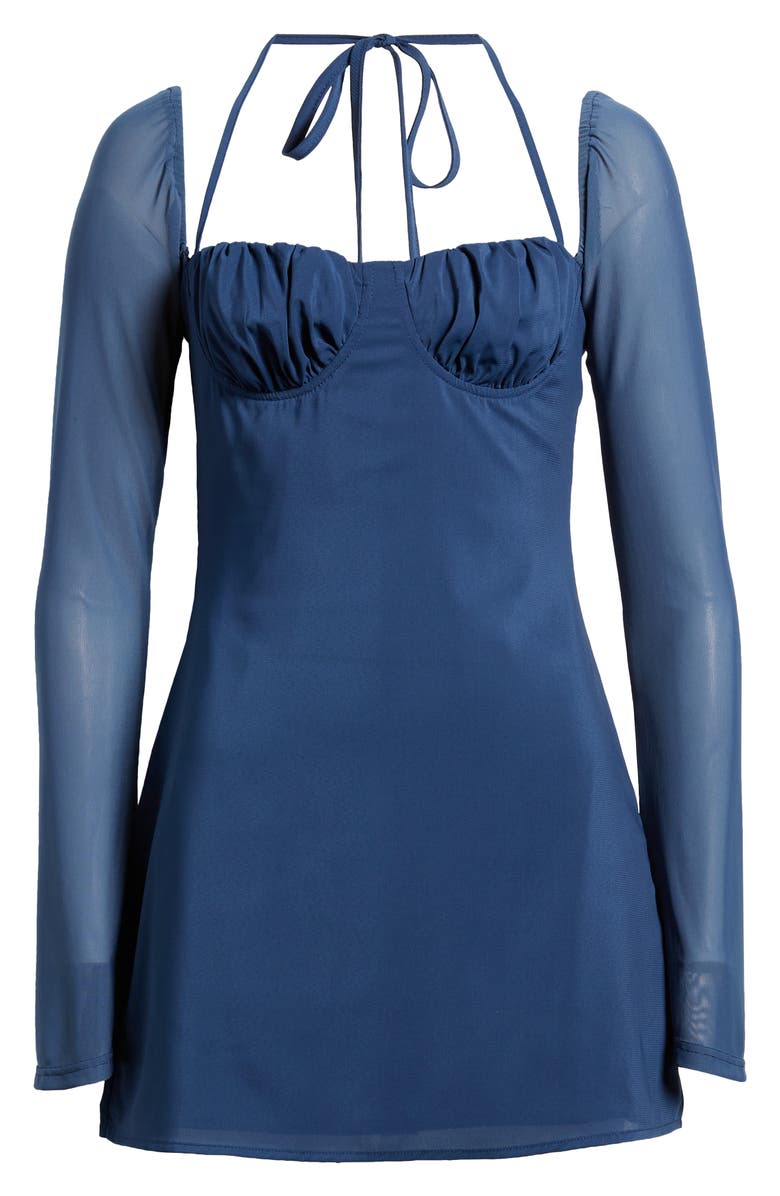 Princess Polly Dyer Underwire Long Sleeve Minidress, Alternate, color, Navy