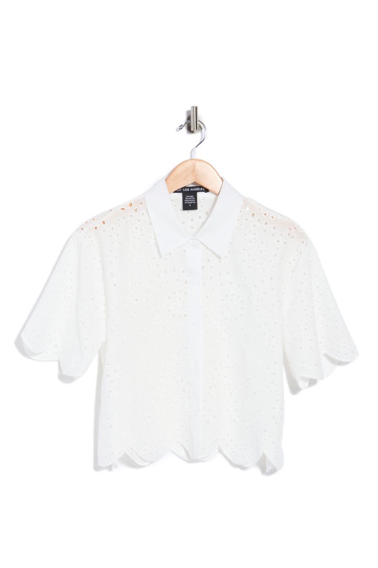 Crop Eyelet Top, Main, color, WHITE