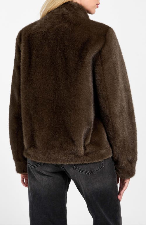 Guess Luna Faux Fur Jacket In Brown