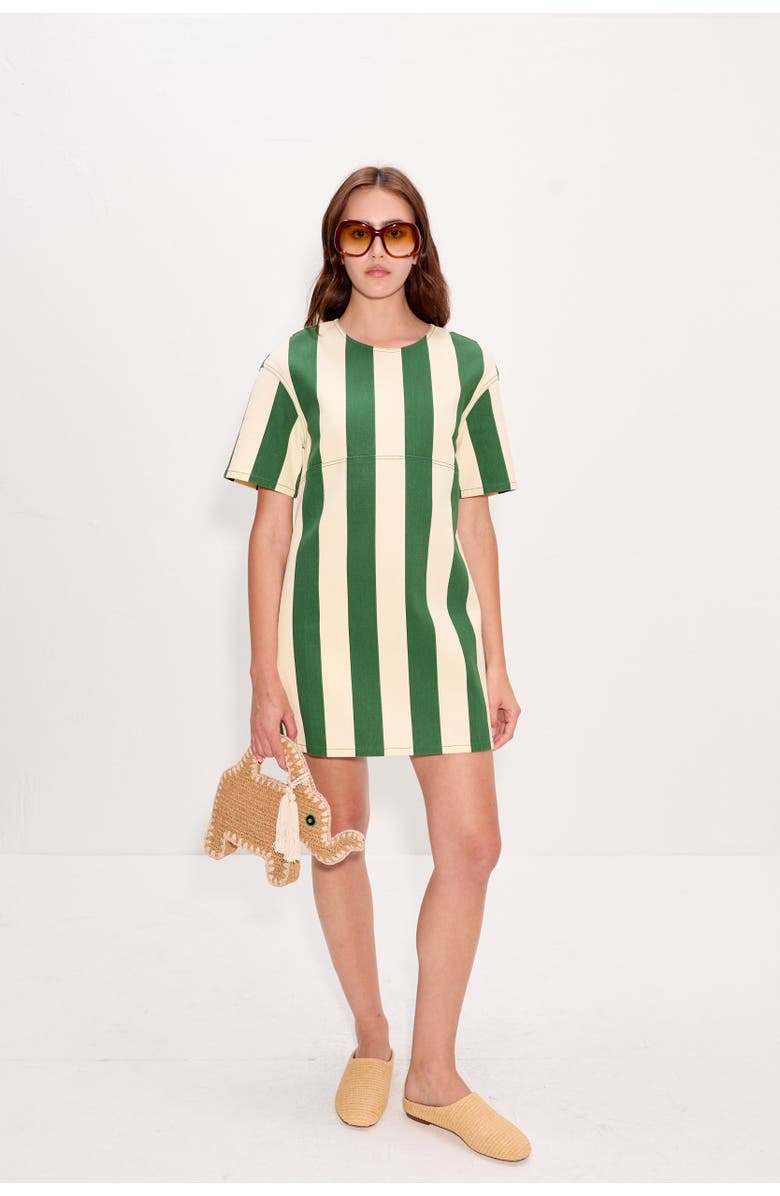 SIMONMILLER Sahara Short Sleeve Mini Dress, Alternate, color, Gummy Green/Ecru