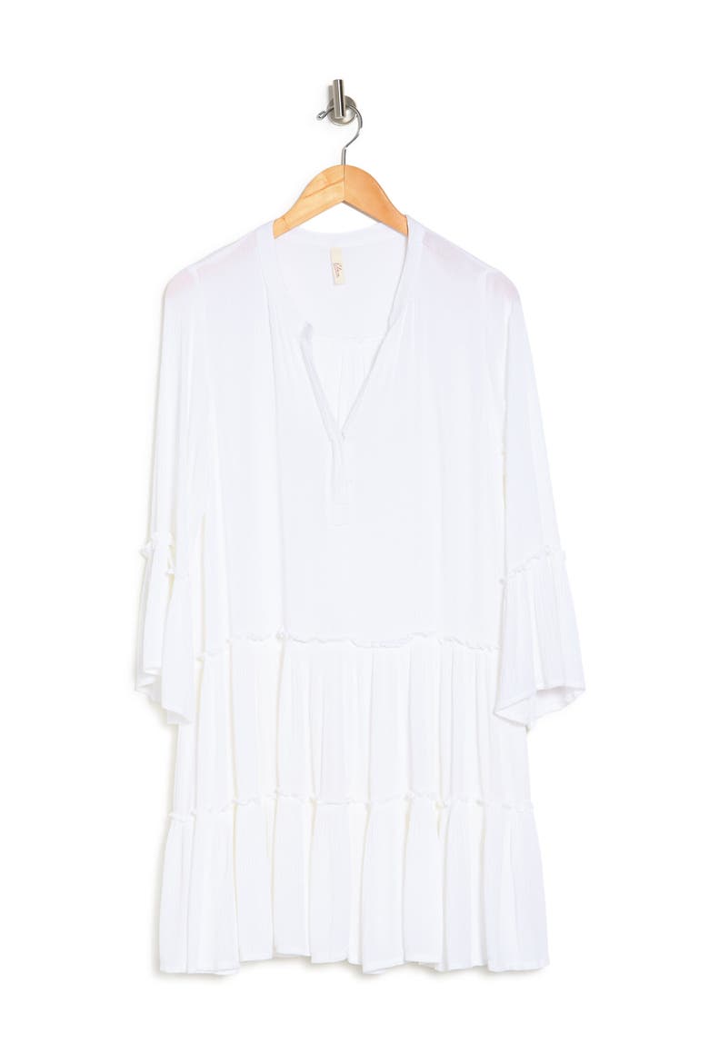A-Line Tiered Mini Dress, Alternate, color, WHITE